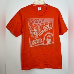 2/$20 ⭐ Men's Orange T Shirt Double Horror! The Bride of Frankestein Size S